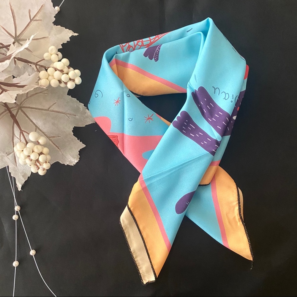 💕Last one Blue Cats Cat Silky Scarf - Picture 6 of 6